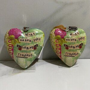 Kelly Rae Roberts 3 1/2" x 3 1/2" Heart Ornament SET of 2